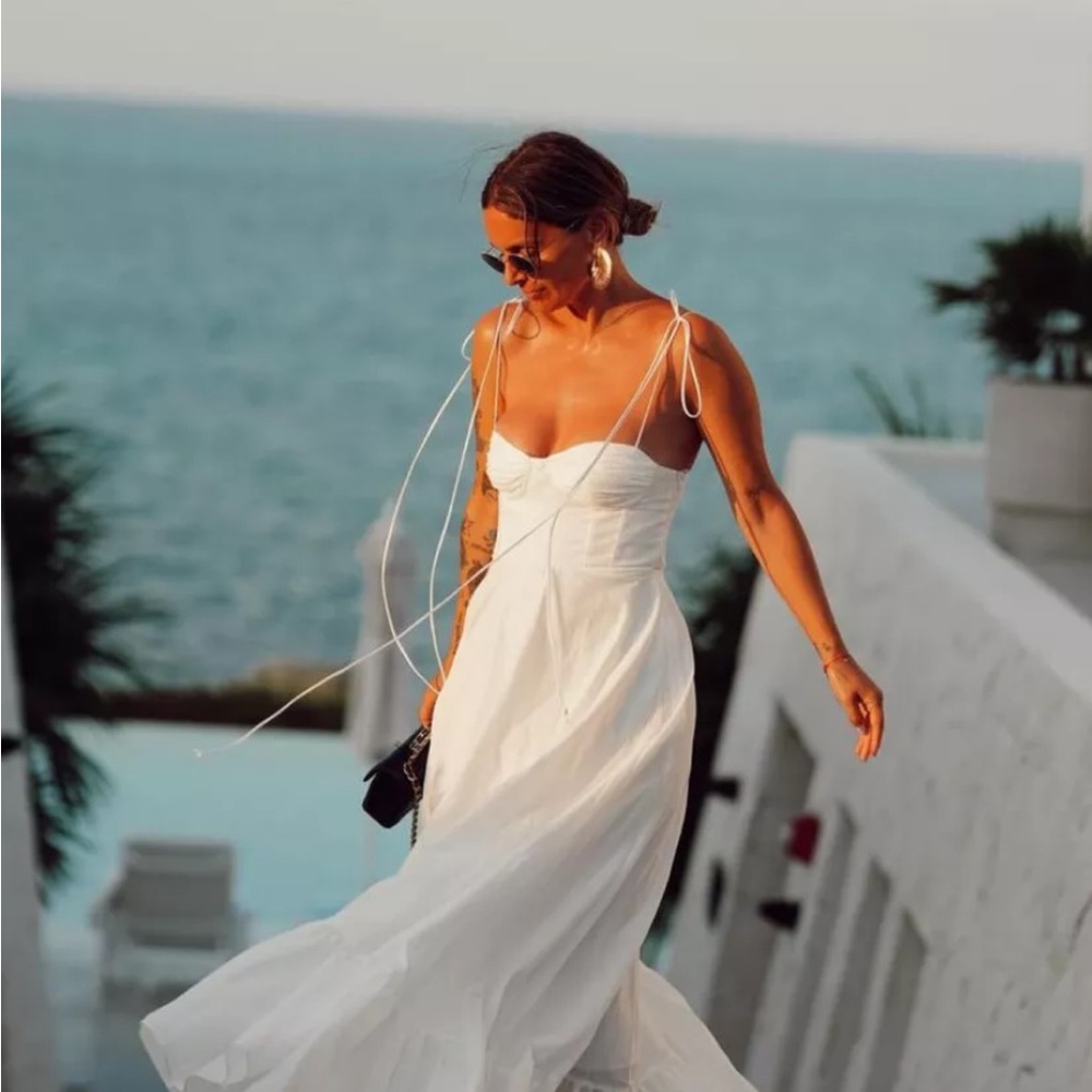 Zara White Strapless Midi Dress - Picture 10 of 15